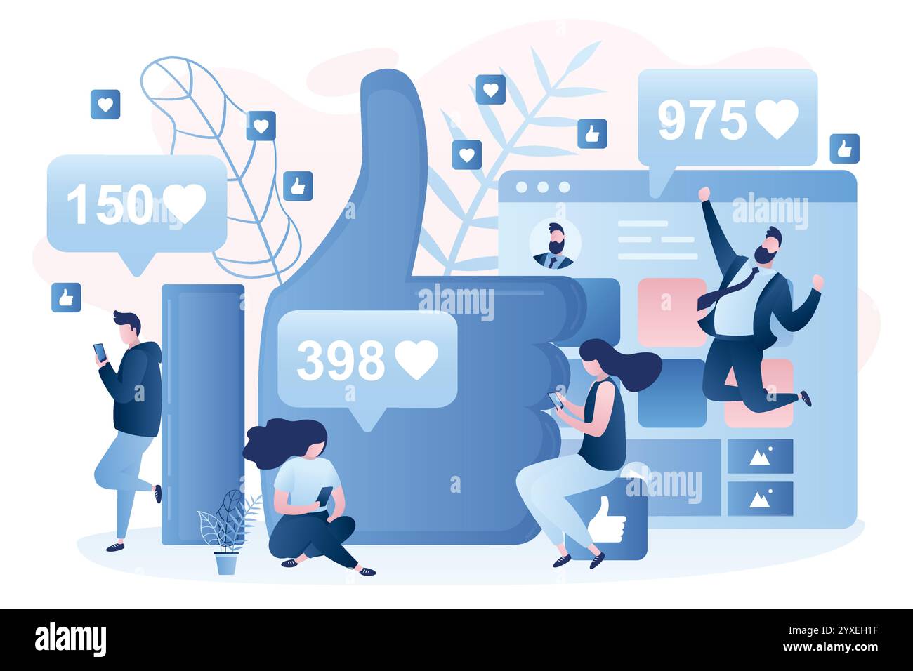 Social Network Users gives and receive Likes. People characters in ...