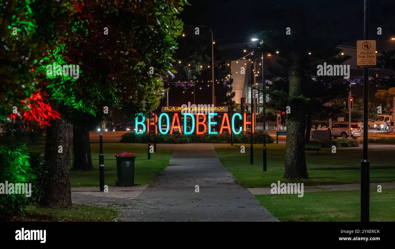Gold Coast, Queensland, Australia - Broadbeach sign illuminated in ...