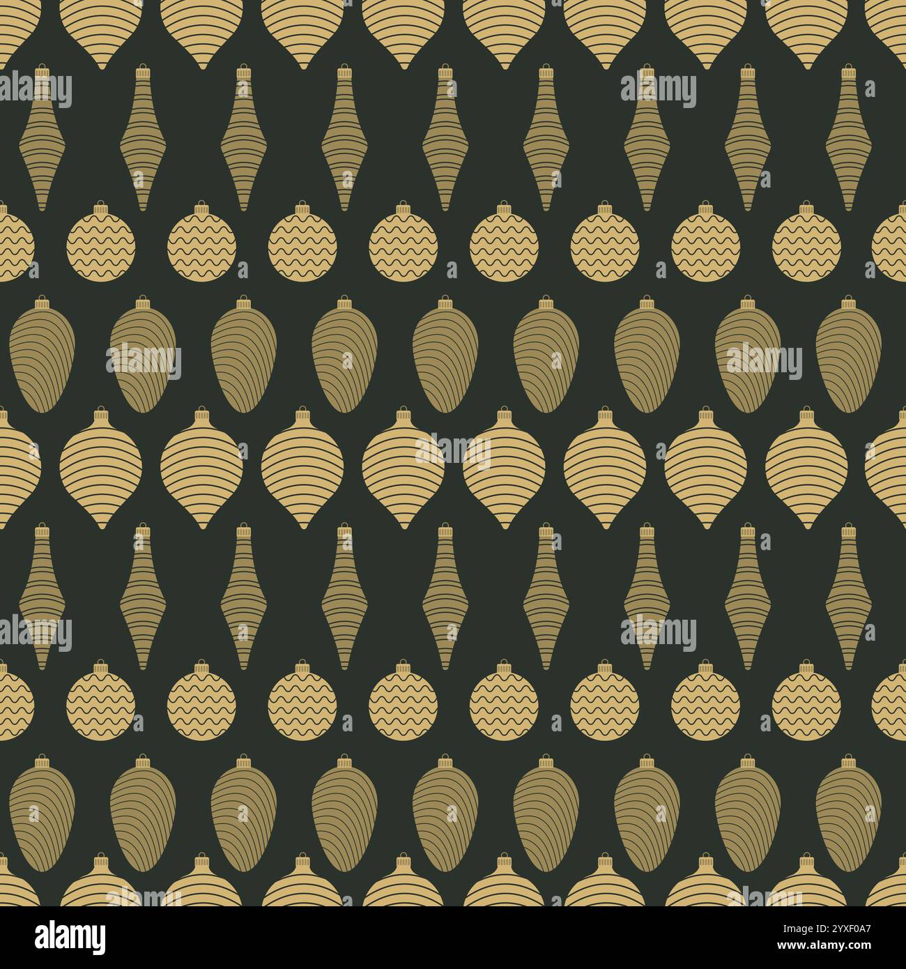 Seamless pattern with christmas balls on dark background. Vector illustration Stock Vector