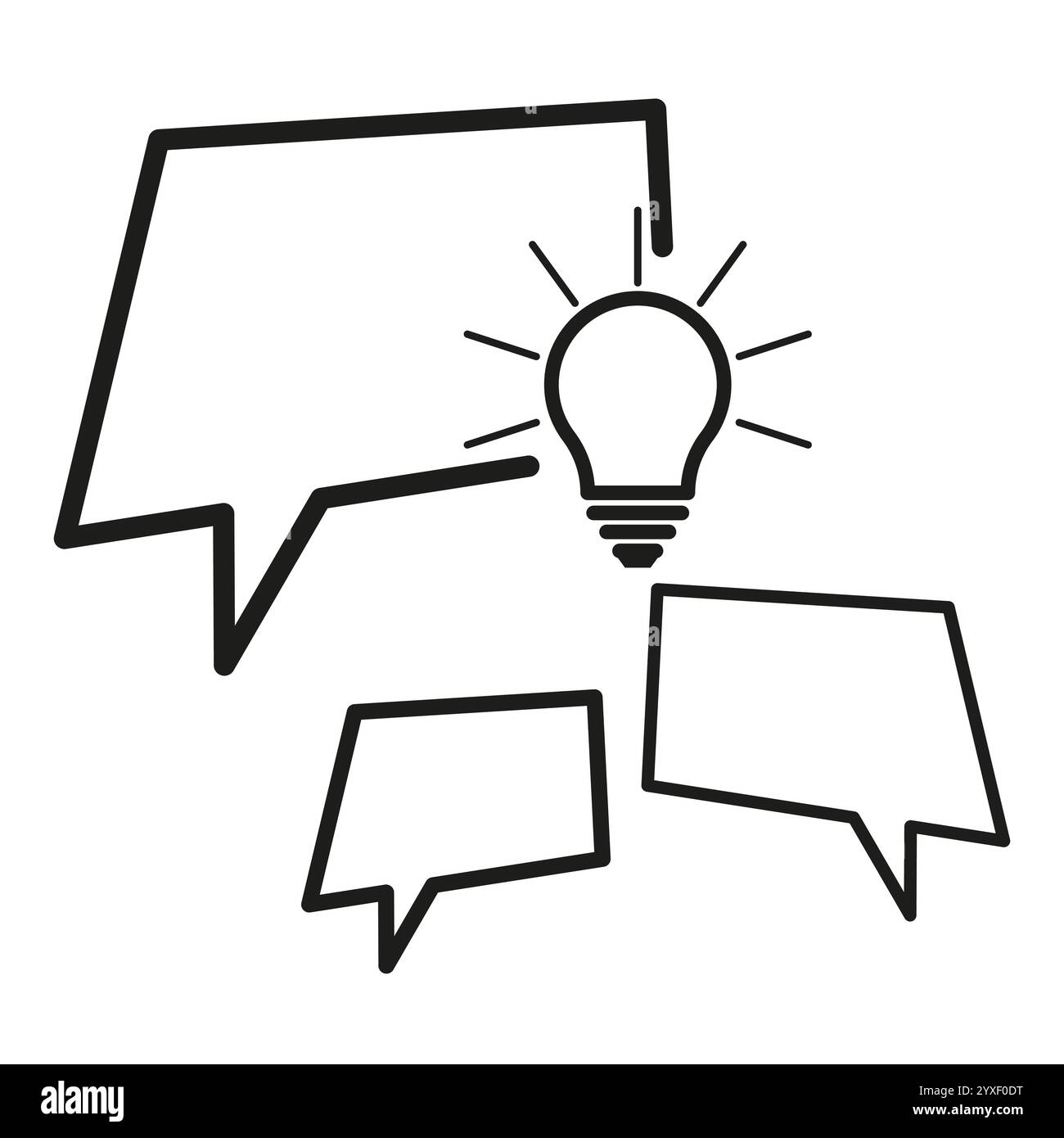 Speech bubble icon. Idea discussion symbol. Lightbulb conversation ...