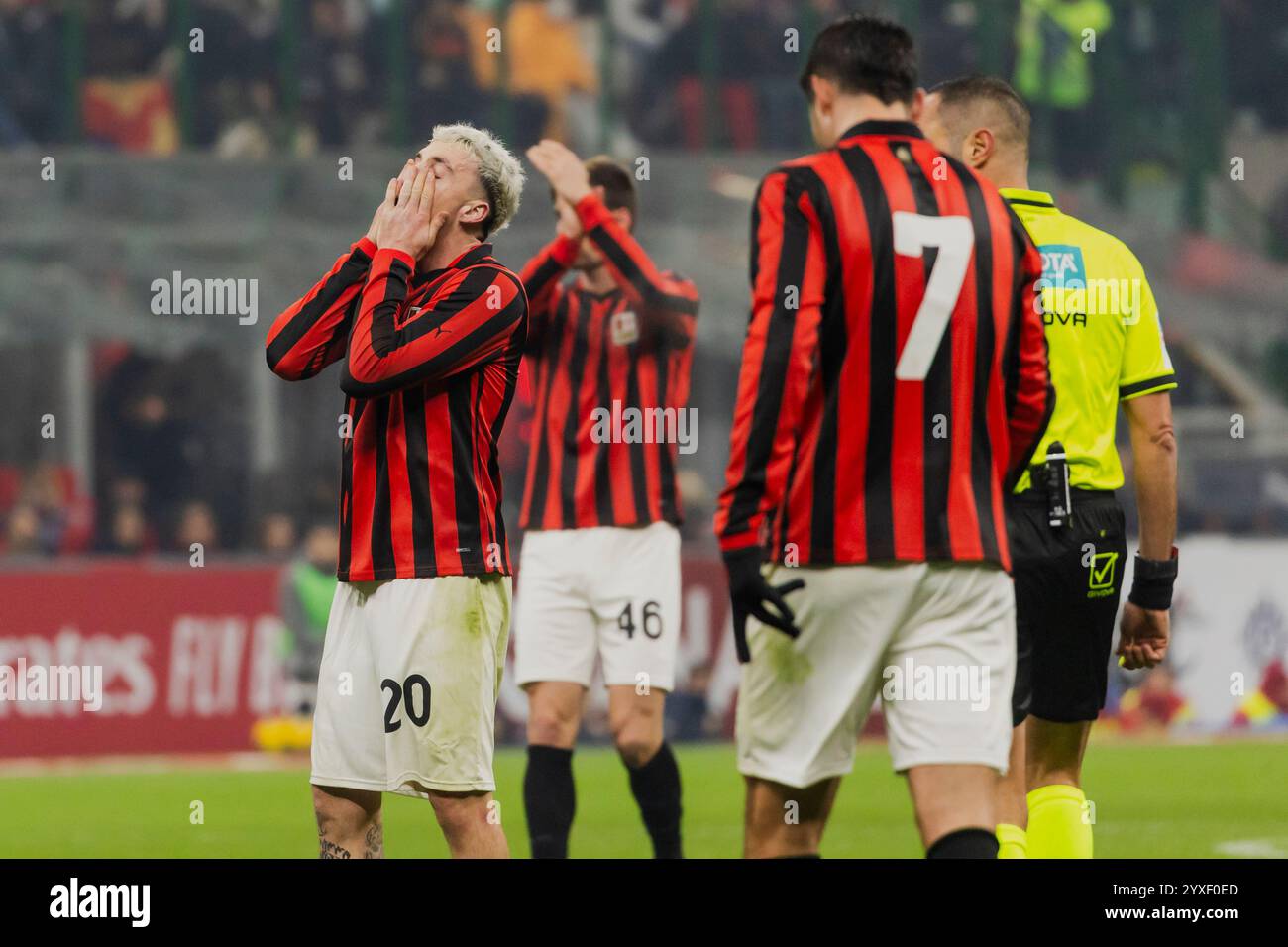 Milano, Italy. 15th Dec, 2024. Alex Jimenez in action during Serie A match between AC Milan and Genoa on December 15 2024 at Giuseppe Meazza Stadium in Milano, Italy Credit: Mairo Cinquetti/Alamy Live News Stock Photo