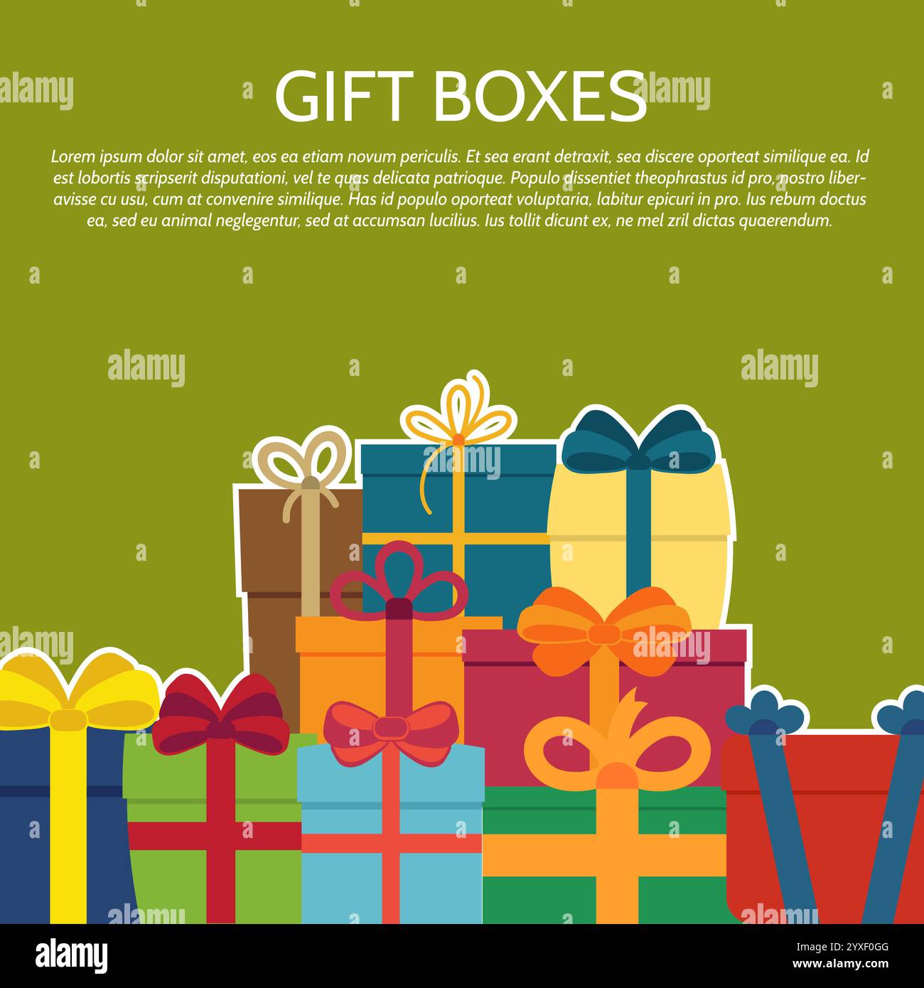Background with a colorful gift boxes. Vector illustration. Stock Vector