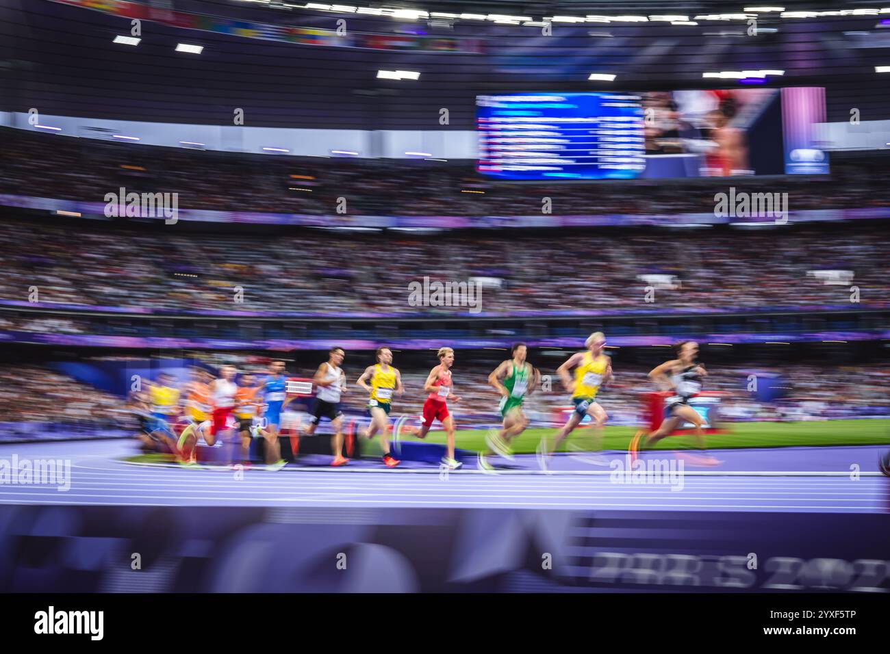 Image of Runners in motion in the 5000 meters at the Paris 2024 Olympic ...