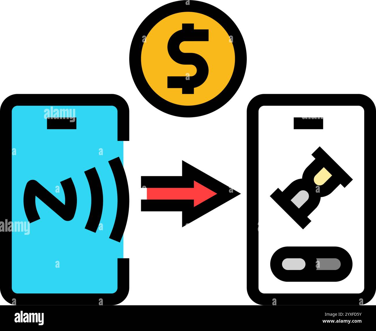 payment progress nfc technology color icon vector illustration Stock ...
