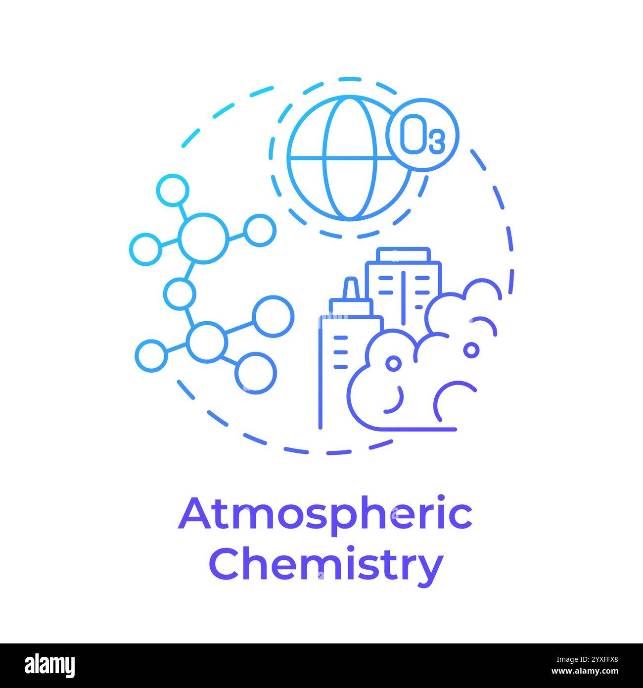 Atmospheric chemistry blue gradient concept icon Stock Vector