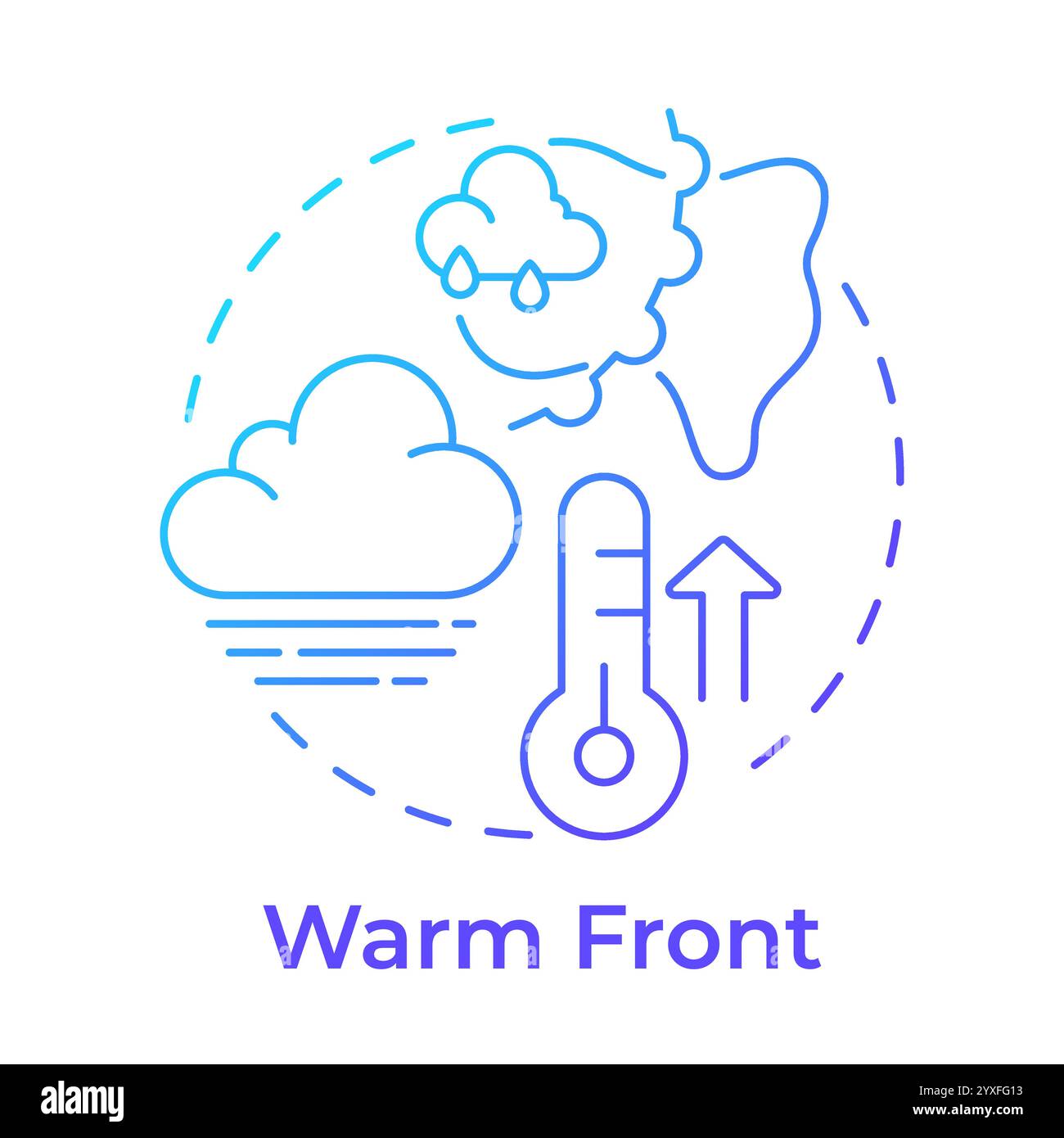 Warm front blue gradient concept icon Stock Vector Image & Art - Alamy