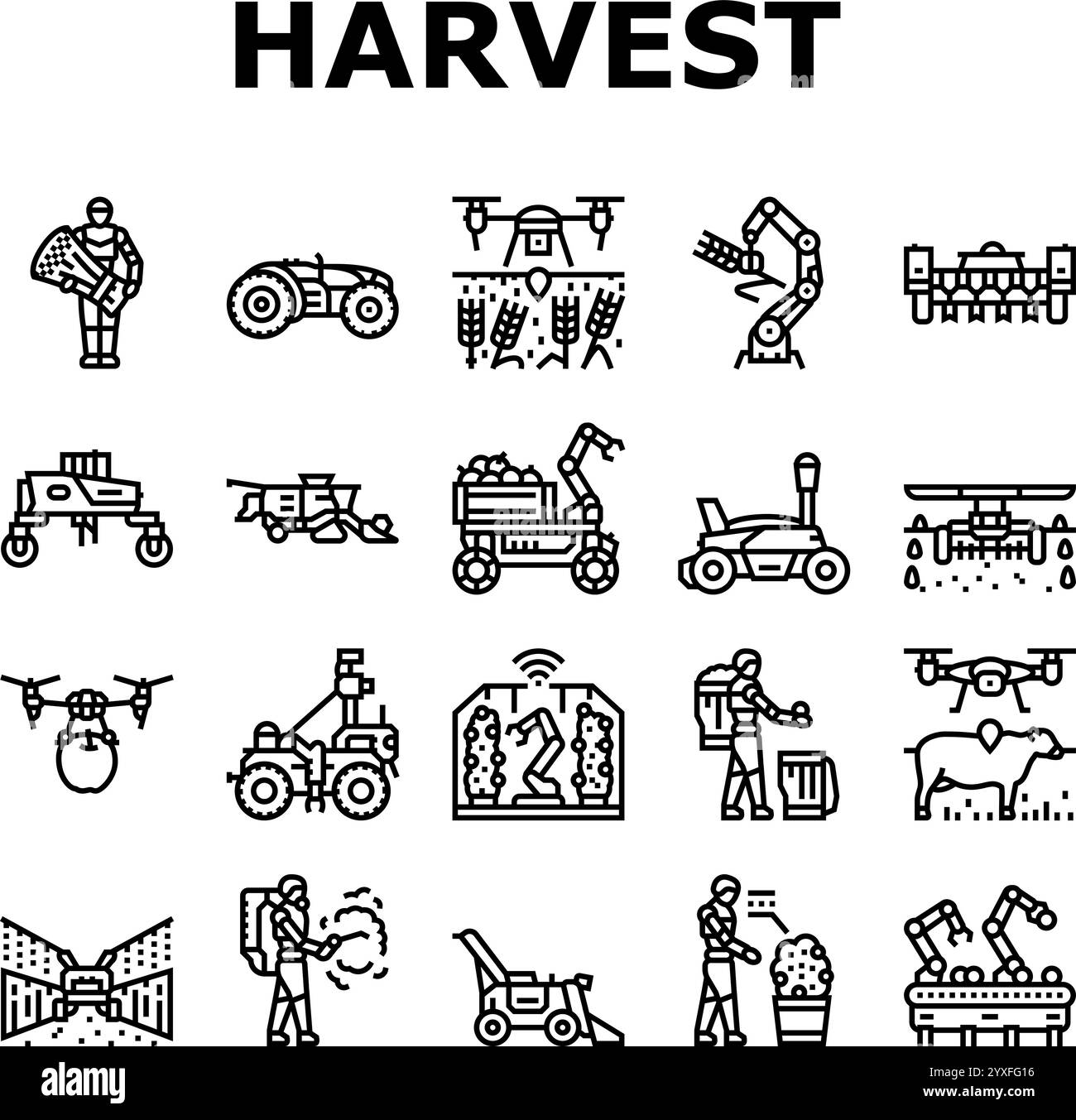 robot harvests automation icons set vector Stock Vector Image & Art - Alamy