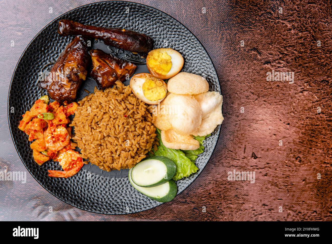 Steam Chicken Rice with shrimp or nasi tim ayam with shrimp Stock Photo ...