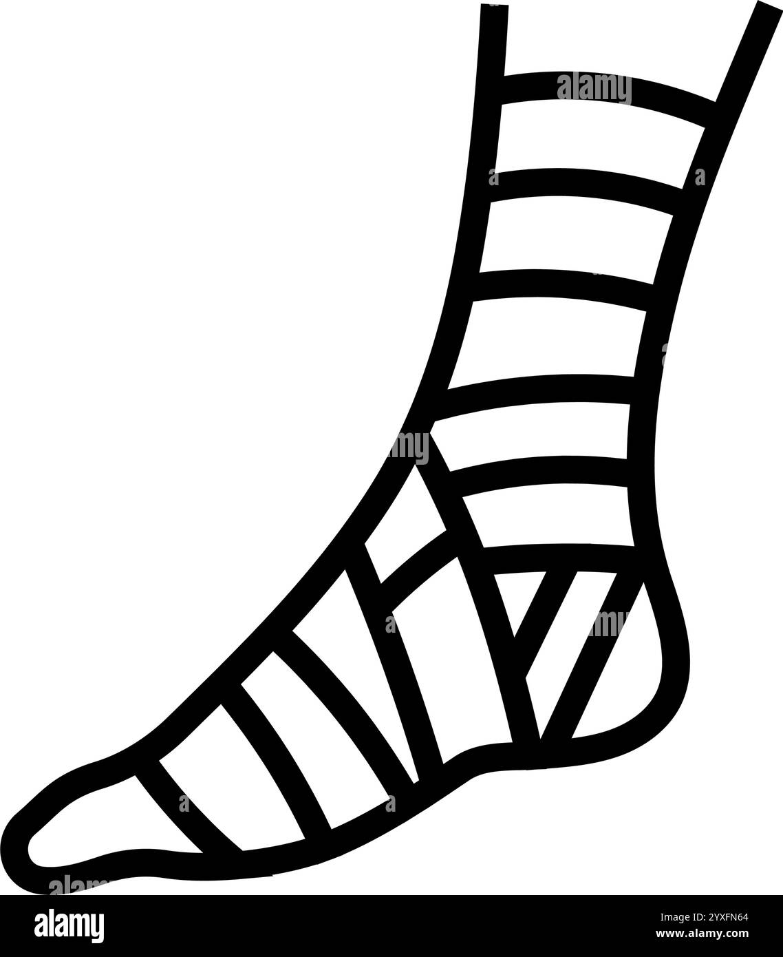 bandaged foot fracture injury line icon vector illustration Stock ...