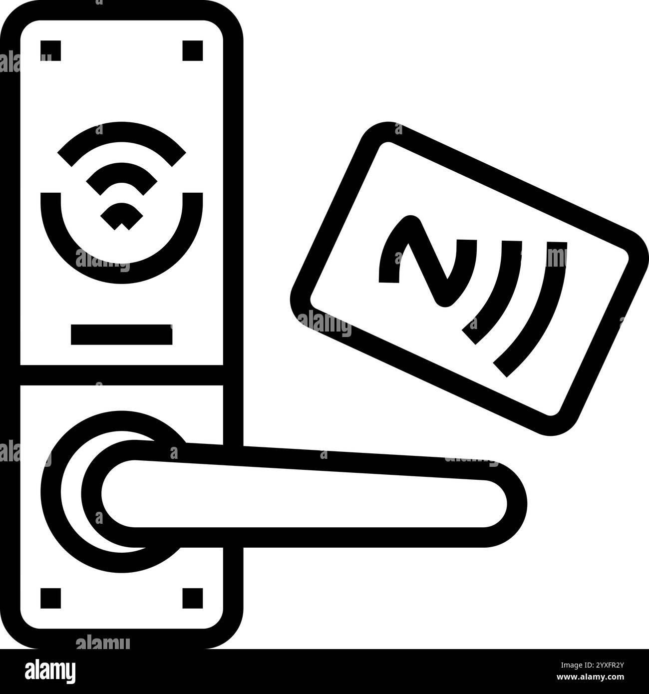 tap unlock nfc technology line icon vector illustration Stock Vector ...