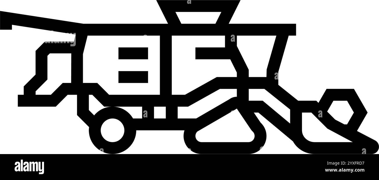 harvesting combine robot harvests line icon vector illustration Stock ...