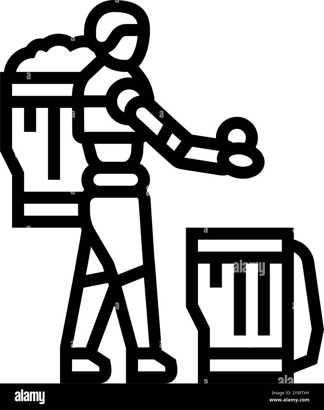 crop baskets robot harvests line icon vector illustration Stock Vector ...