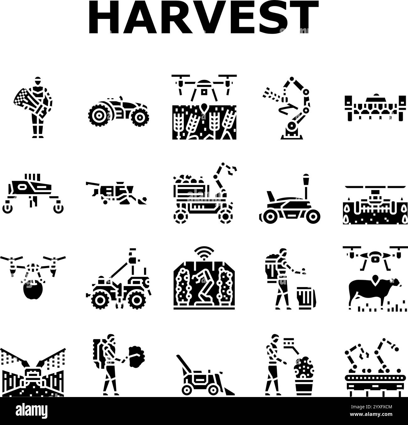 robot harvests automation icons set vector Stock Vector Image & Art - Alamy