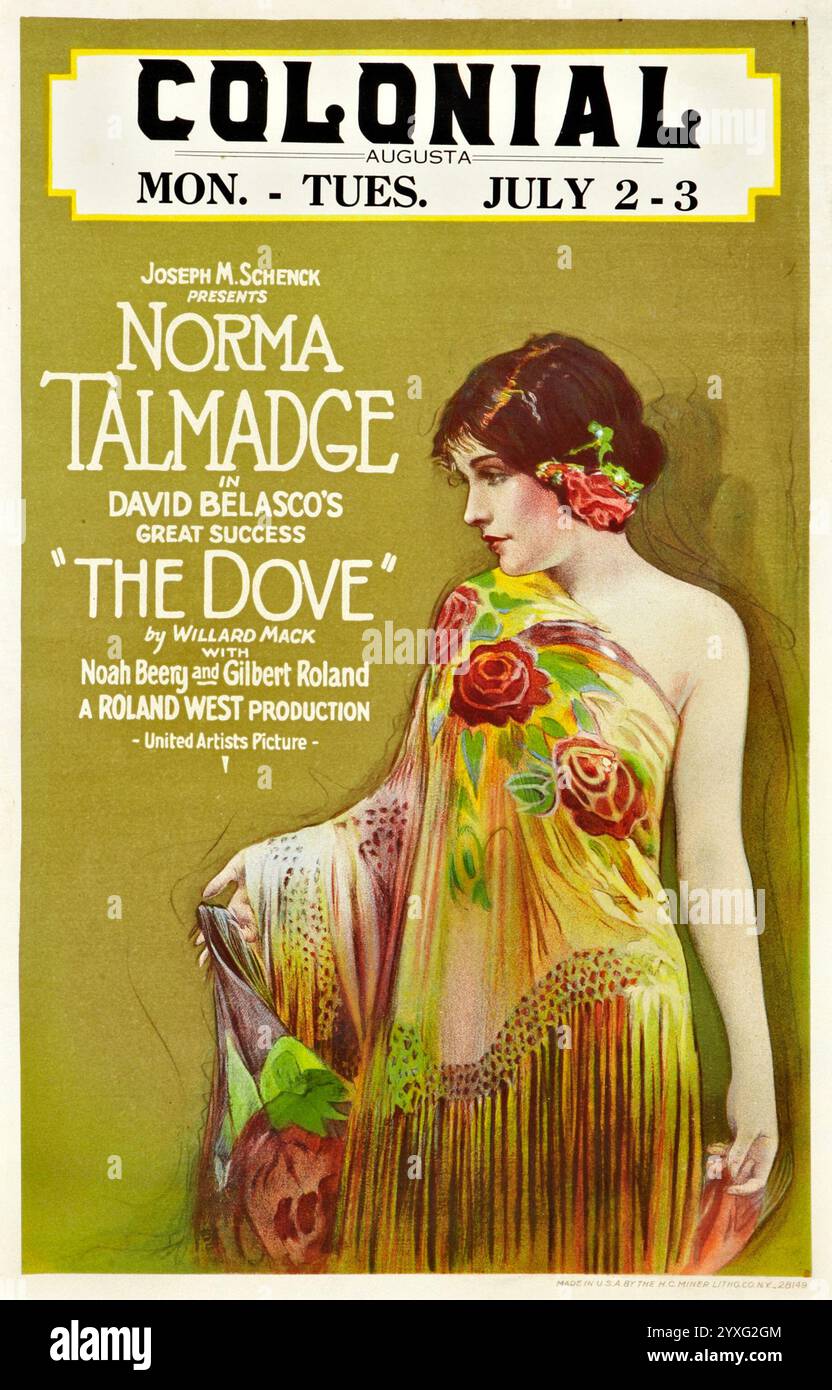 Joseph M Schenck presents The Dove (United Artists, 1927) Norma Talmadge. Window Card, Colonial, Augusta Stock Photo