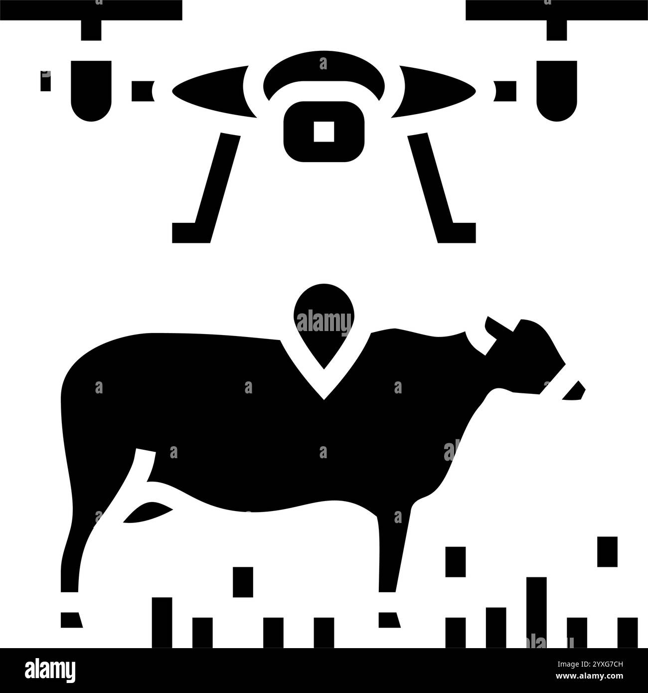 livestock monitoring robot harvests glyph icon vector illustration ...