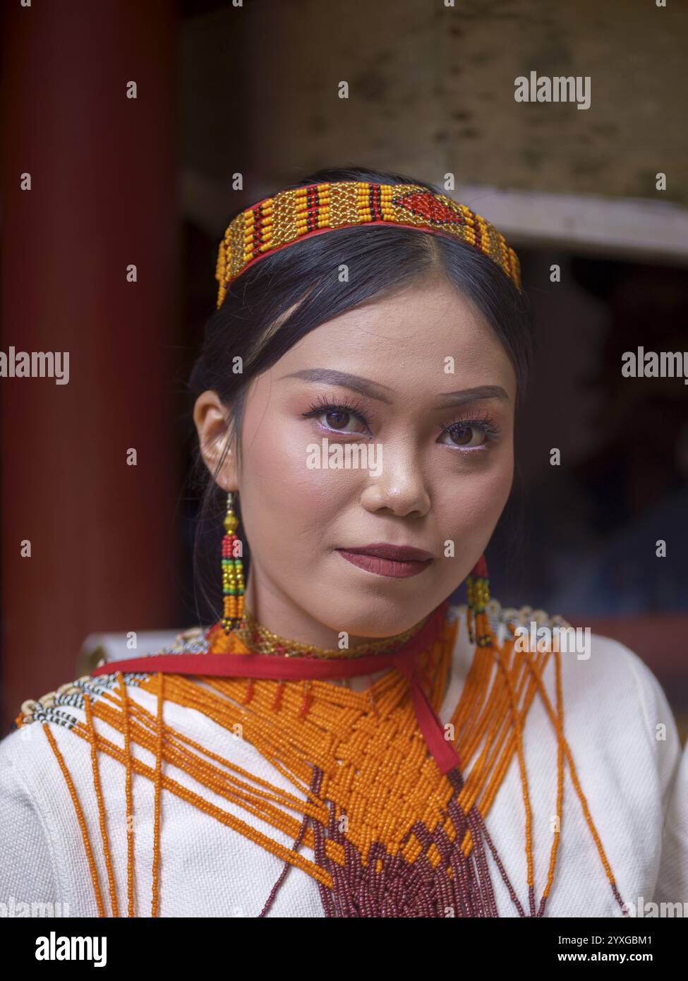 Toraja woman in traditional colourful clothing, portrait, Tana Toraja, Rantepao, Sulawesi, Indonesia, Asia Stock Photo