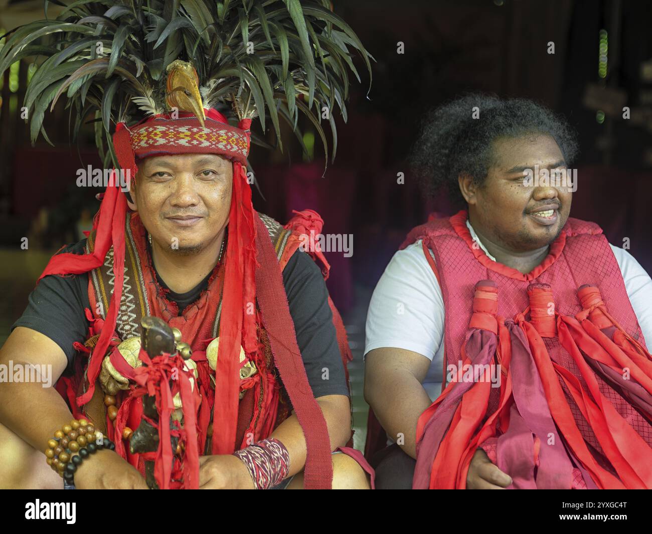 Minahasa men in traditional dress, Manado, Sulawesi, Indonesia, Asia Stock Photo