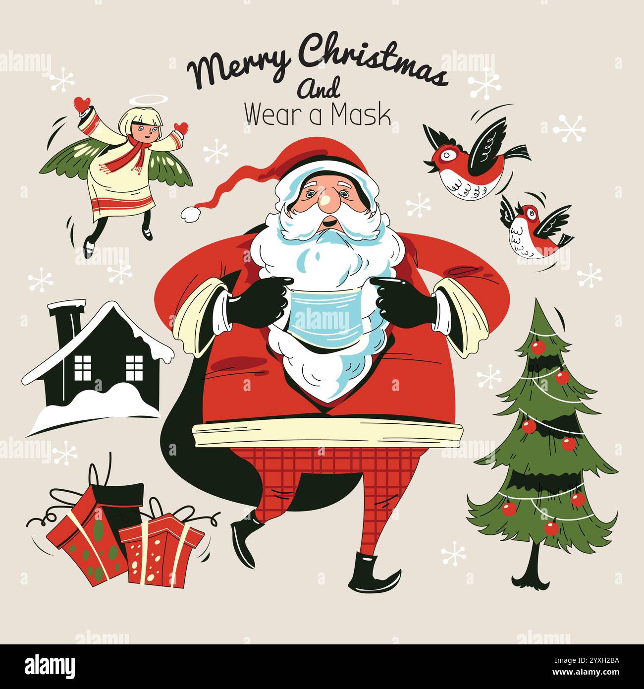 Cartoon illustration santa claus walking Stock Vector Images - Alamy