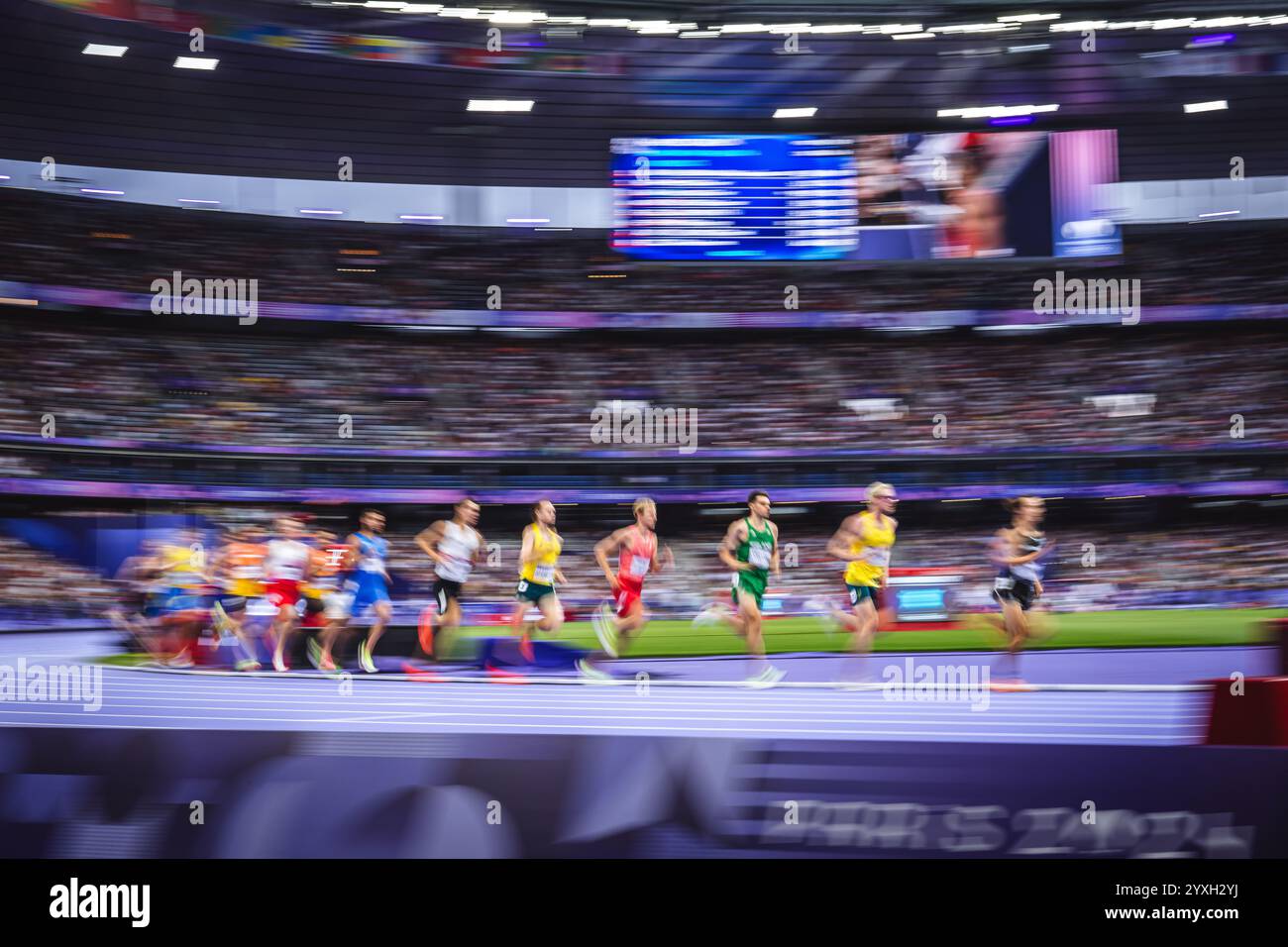 Image of Runners in motion in the 5000 meters at the Paris 2024 Olympic ...