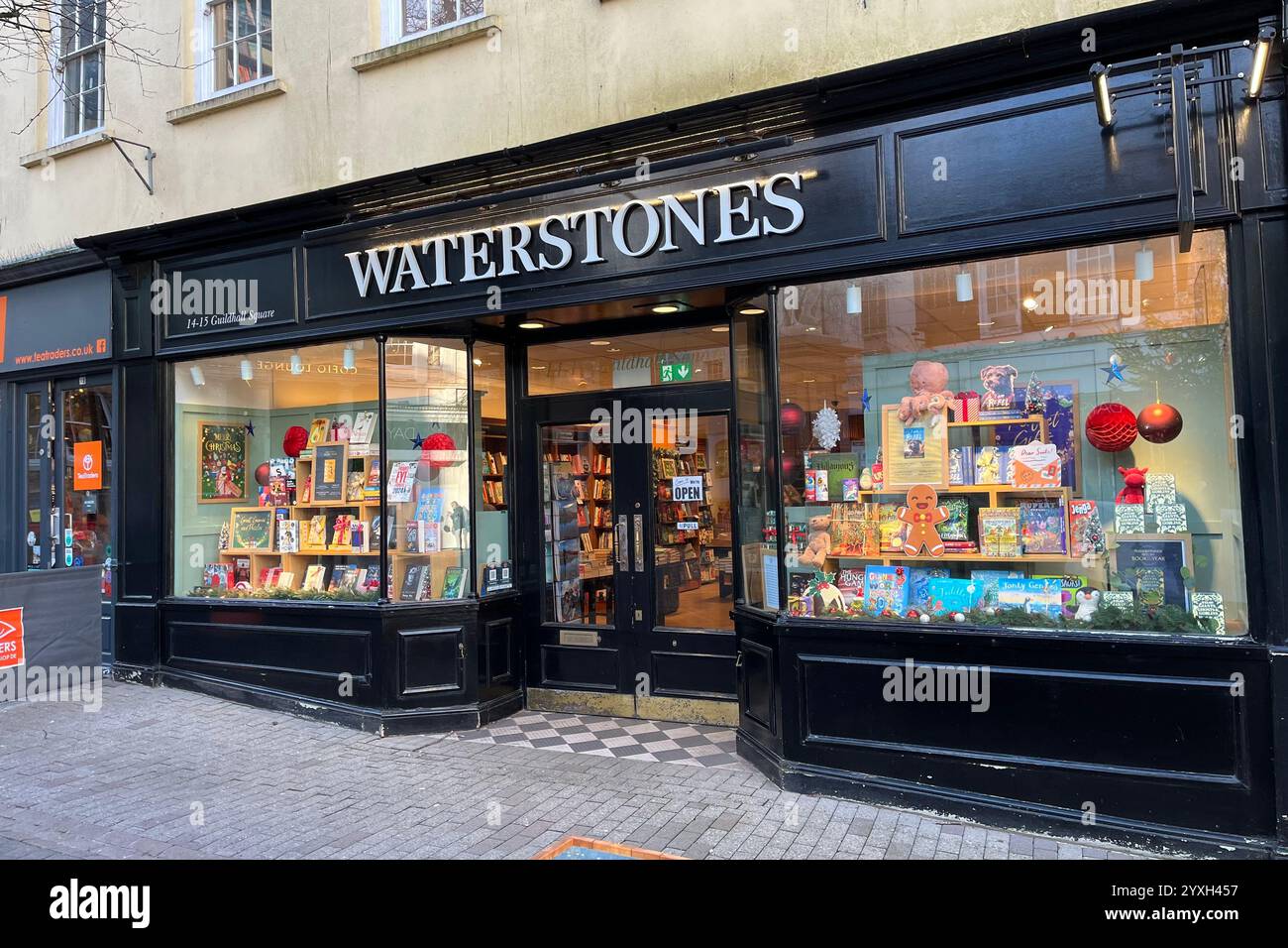 Waterstones Bookshop in Guildhall Square. Carmarthen, Wales, United Kingdom. 11th December 2024. - Smartphone Captured Stock Image