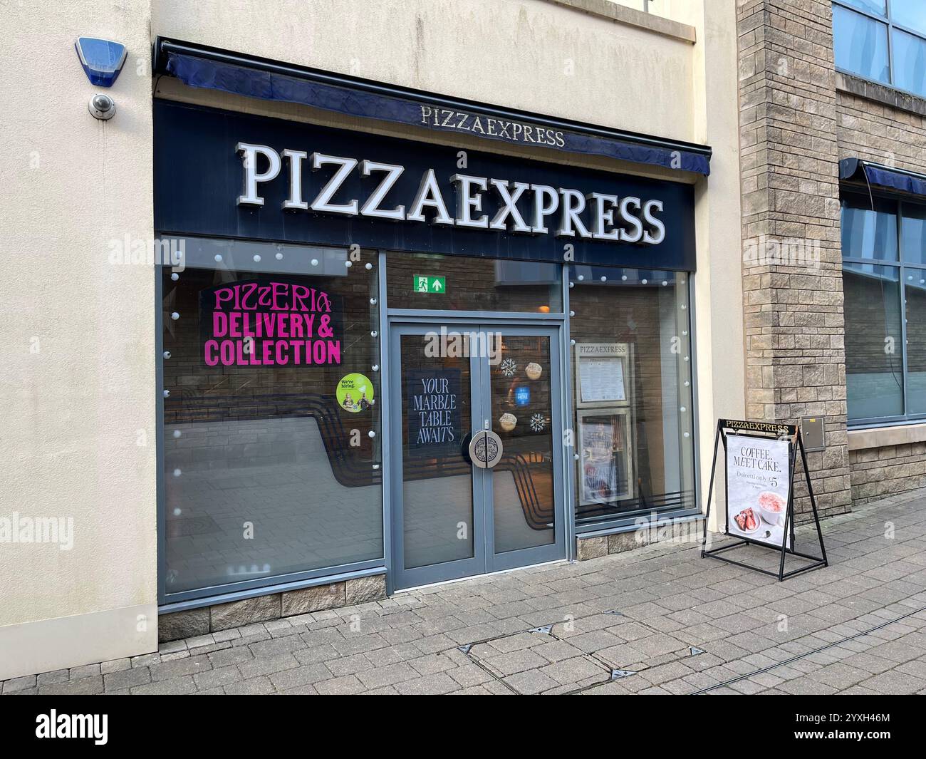PizzaExpress on Saint Catherine's Walk. Carmarthen, Wales, United Kingdom. 11th December 2024. - Smartphone Captured Stock Image