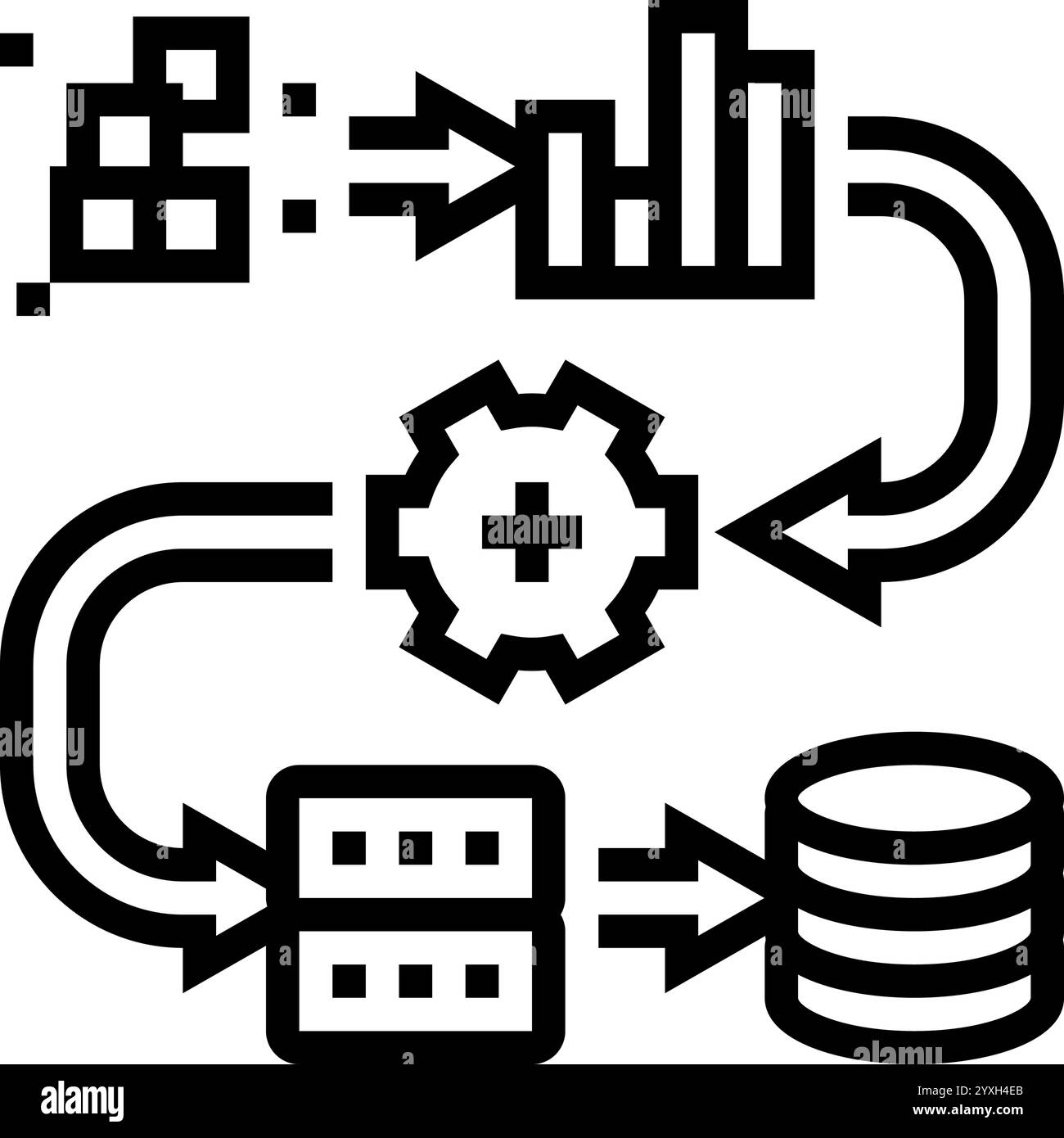 pipeline big data line icon vector illustration Stock Vector Image ...