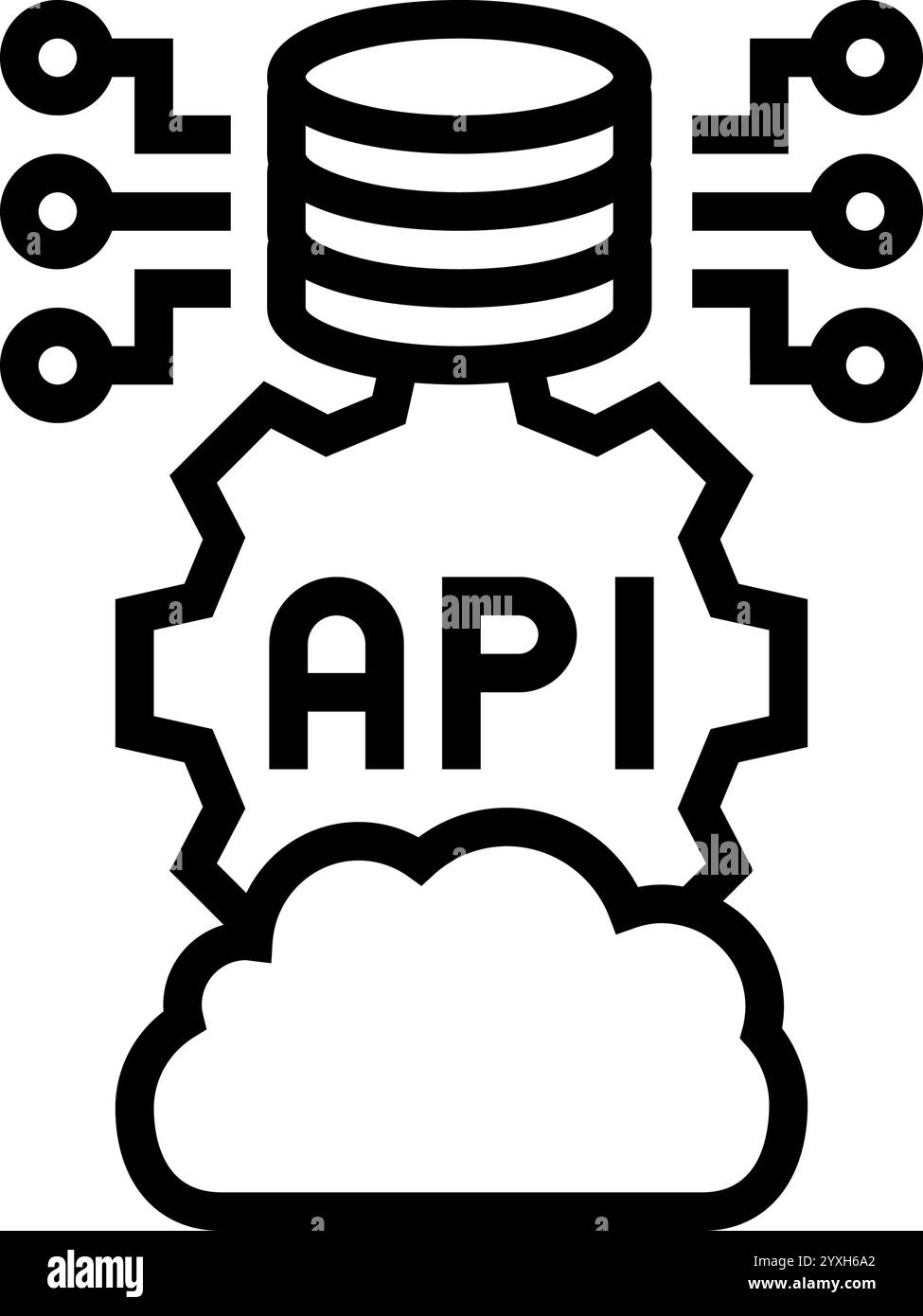api connection cloud computing line icon vector illustration Stock ...