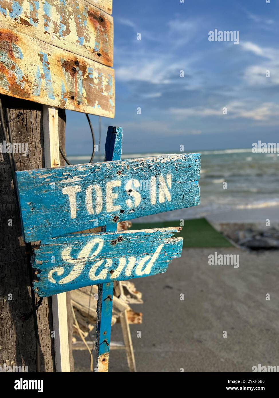 Toex Sign Weathered turquoise wooden sign reading