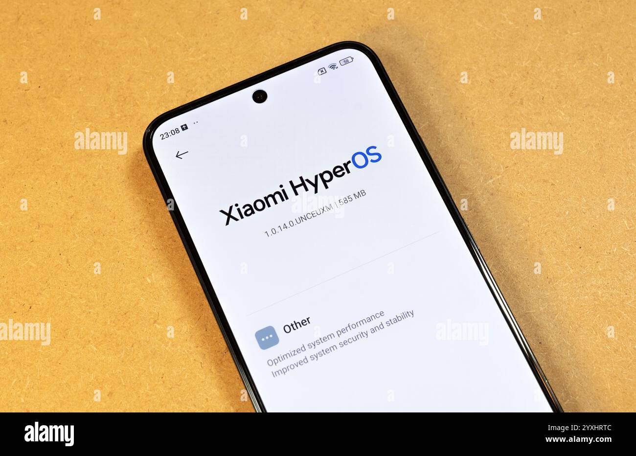 Xiaomi hyperos system update prompt displayed on smartphone screen new