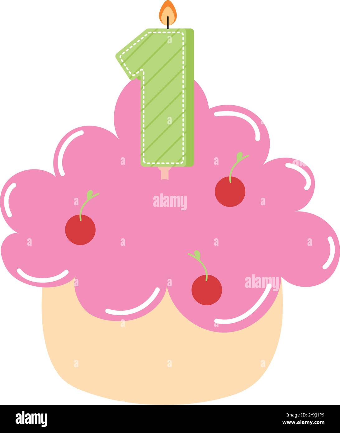 birthday cake and candle one Stock Vector Image & Art - Alamy