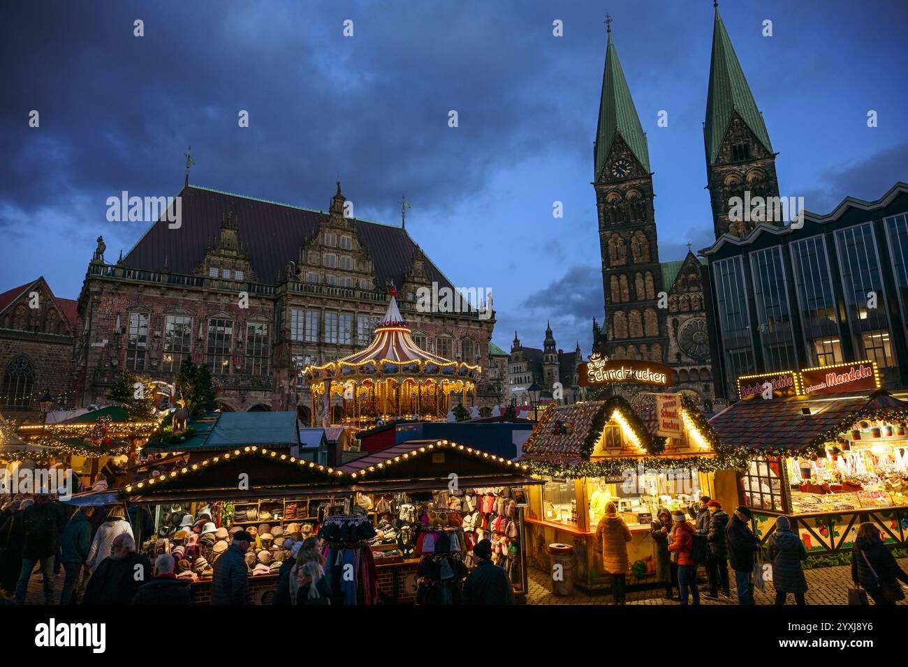 Bremen Germany December 4 2024 Christmas Market With Merry go round 