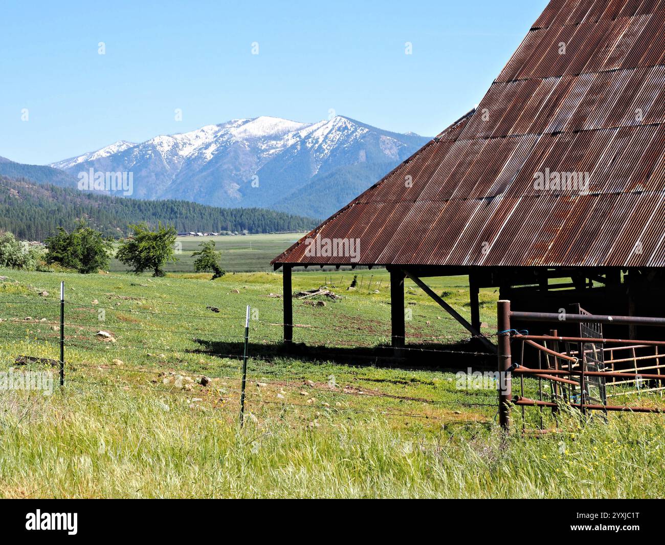 Remote Rural Valley Barn, mountains and pasture in remote valley Stock Photo - Alamy