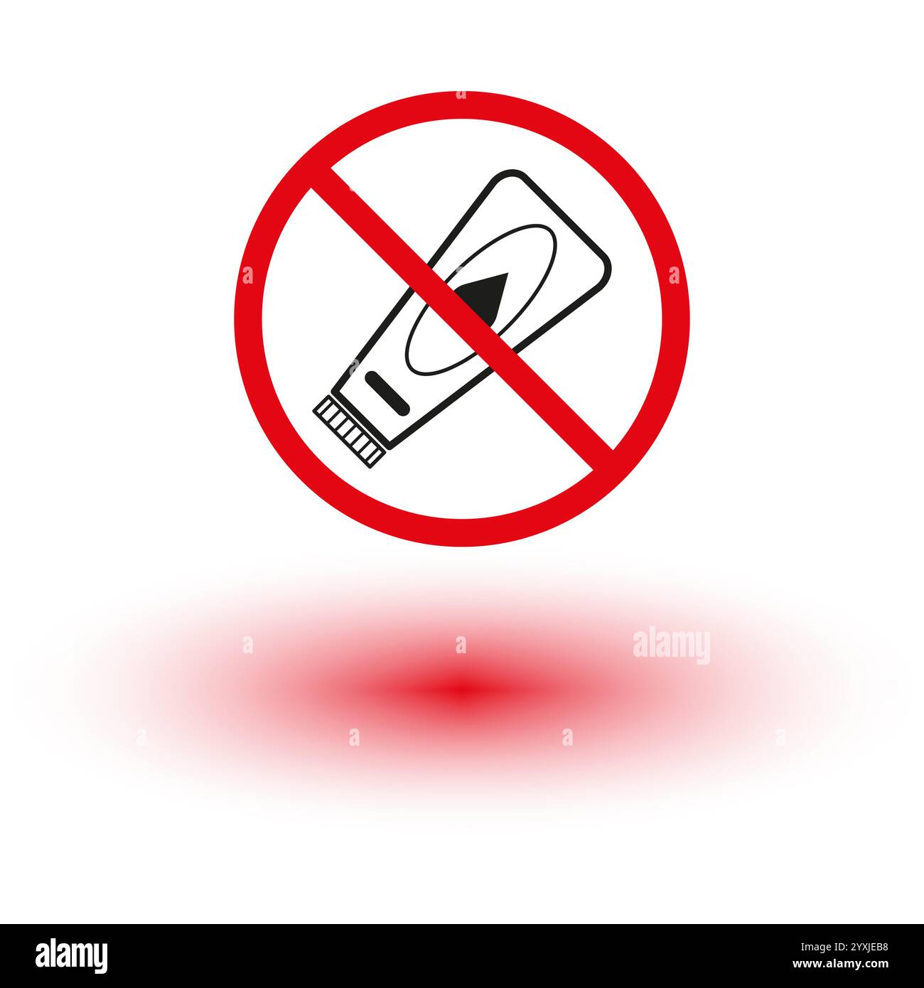 No tube symbol. Warning red circle. Prohibited tube shape. Vector clean ...
