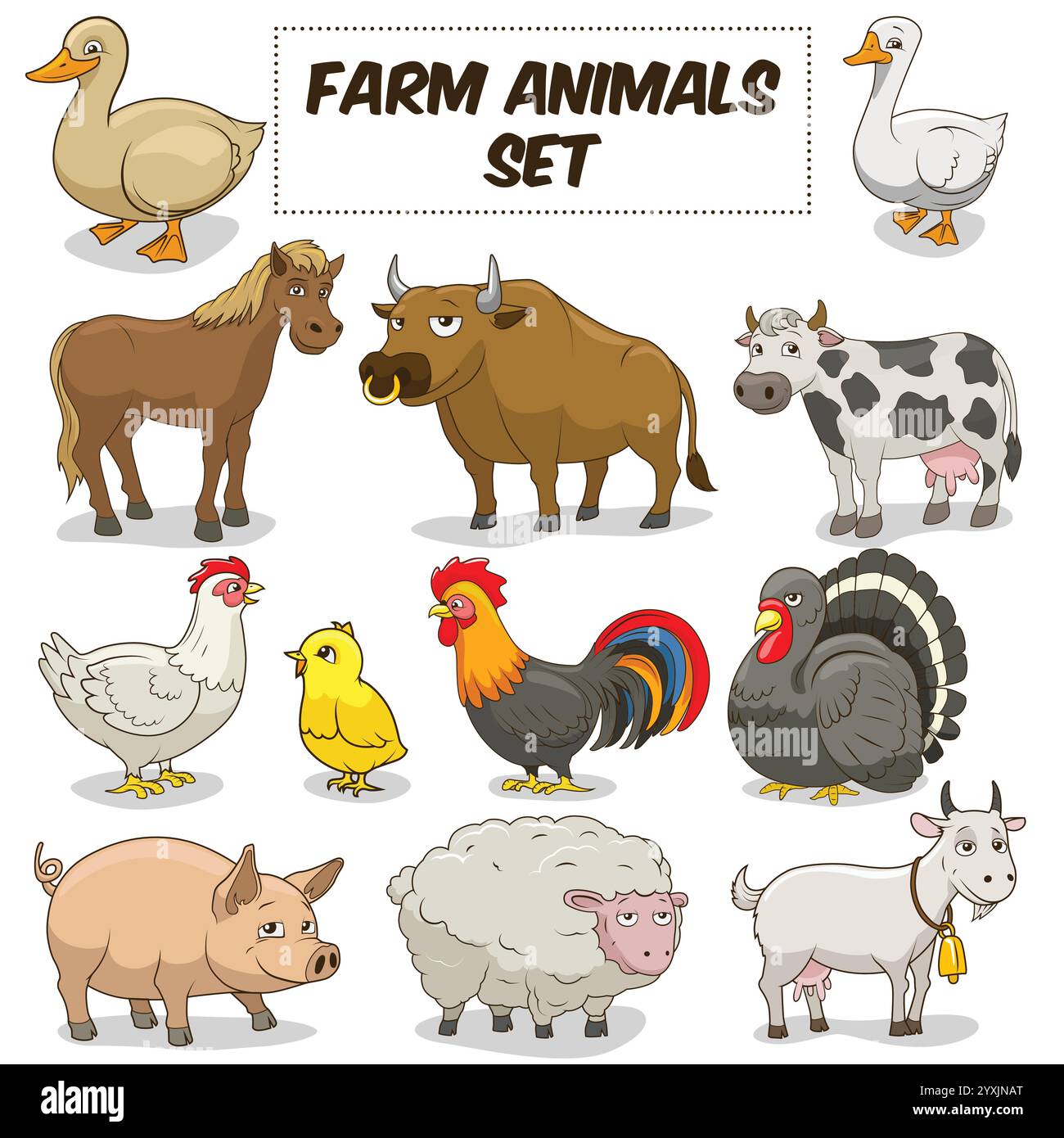 Cartoon farm animals set vector Stock Vector Image & Art - Alamy