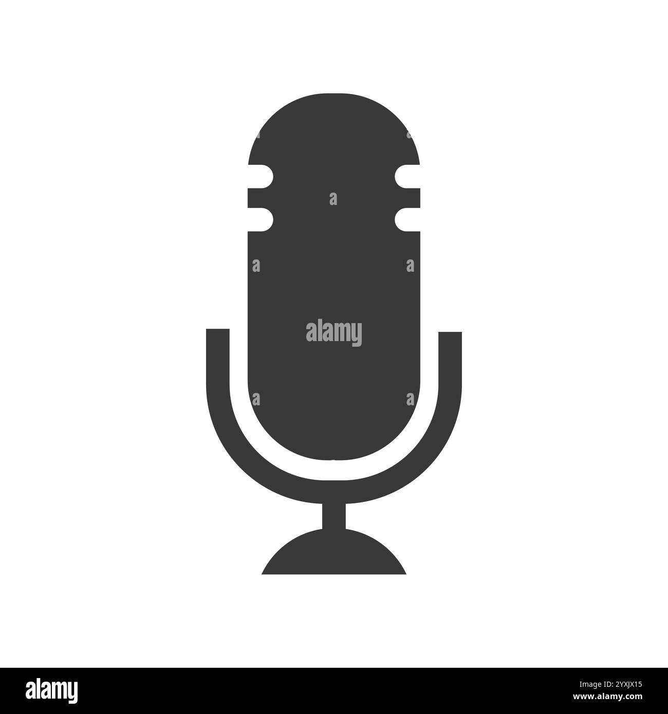Microphone solid black icon. Flat vector illustration isolated on white ...