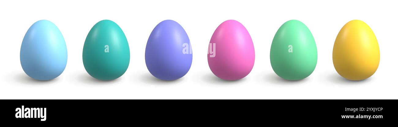 3d realistic Easter egg set. Stock Vector