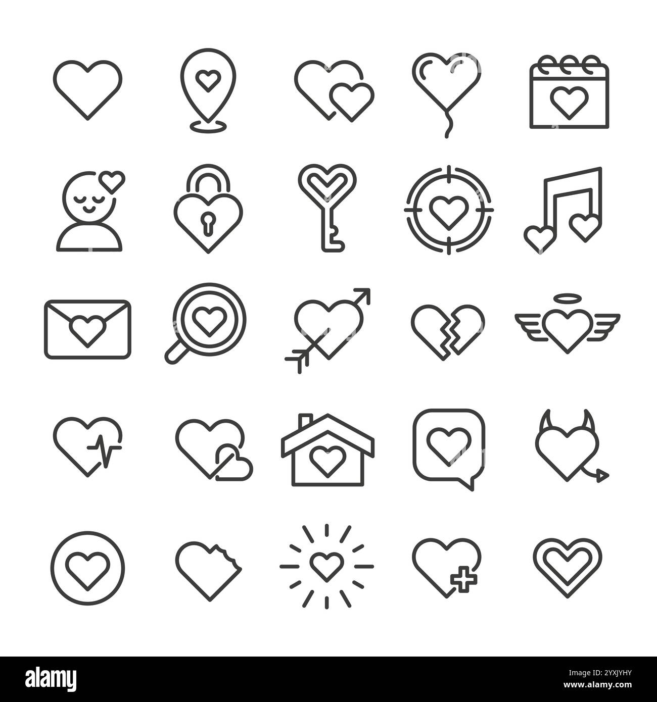 Love related line icon collection Stock Vector