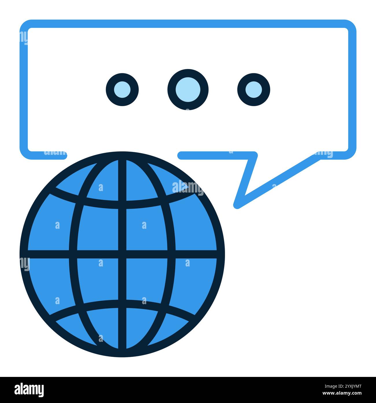 Message and Earth Globe vector Multipolarity concept blue icon or design element Stock Vector