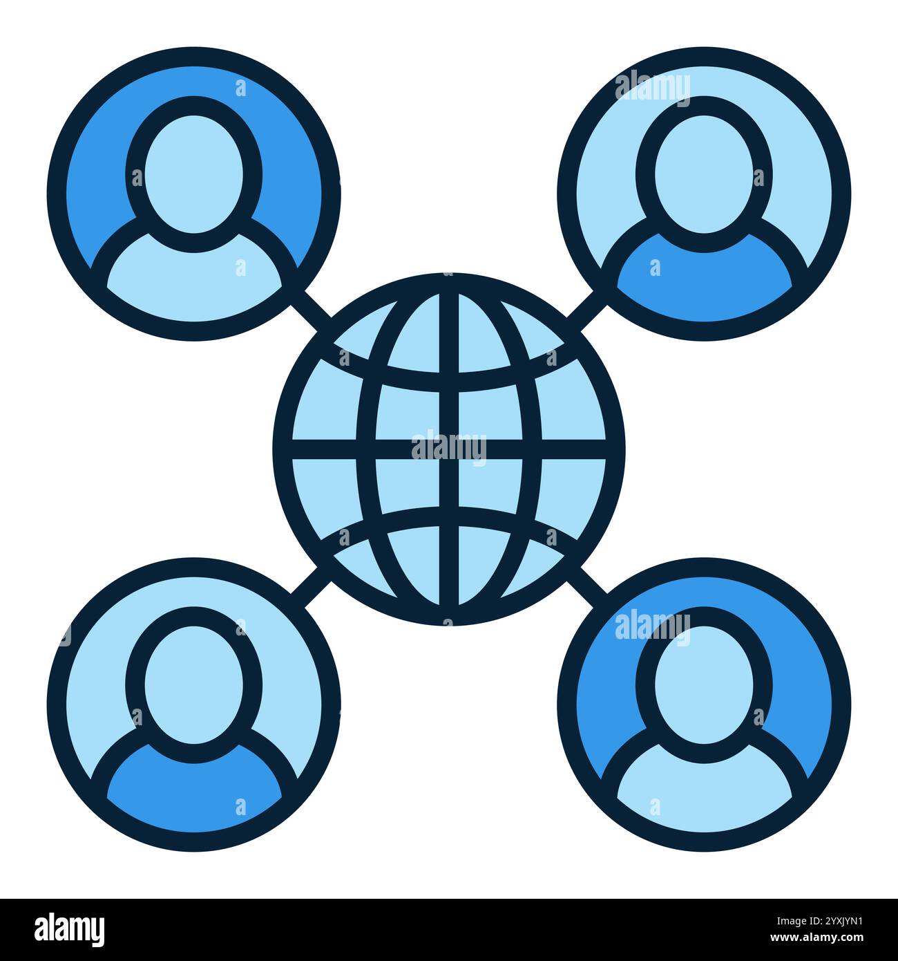 Four People Around Earth Globe vector Multipolarity concept blue icon ...