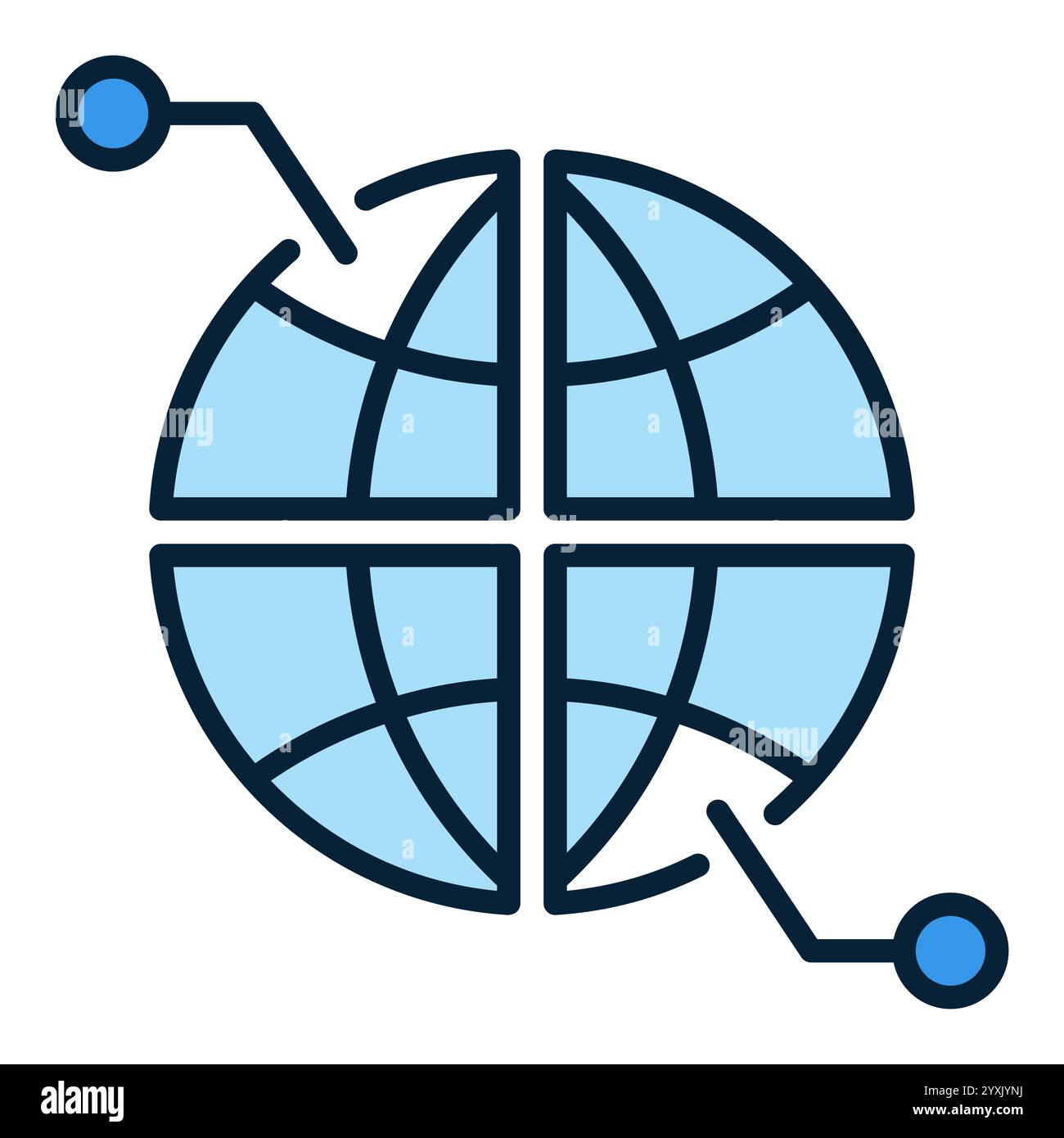Earth Globe Multipolarity vector concept minimal blue icon or design element Stock Vector