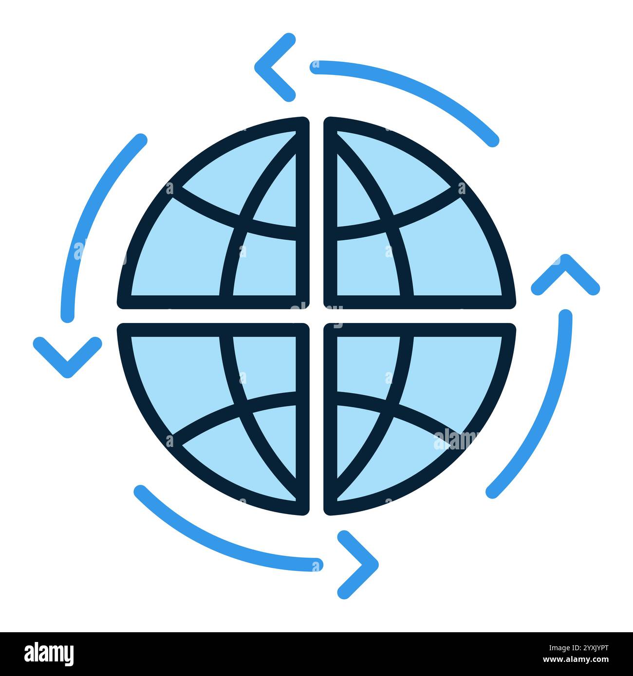 Earth Globe with Arrows vector Multipolarity concept blue icon or design element Stock Vector