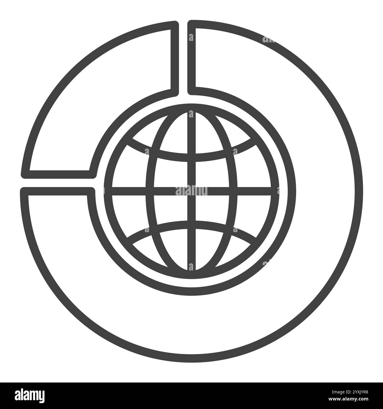 Earth in Pie Chart vector linear icon or symbol Stock Vector