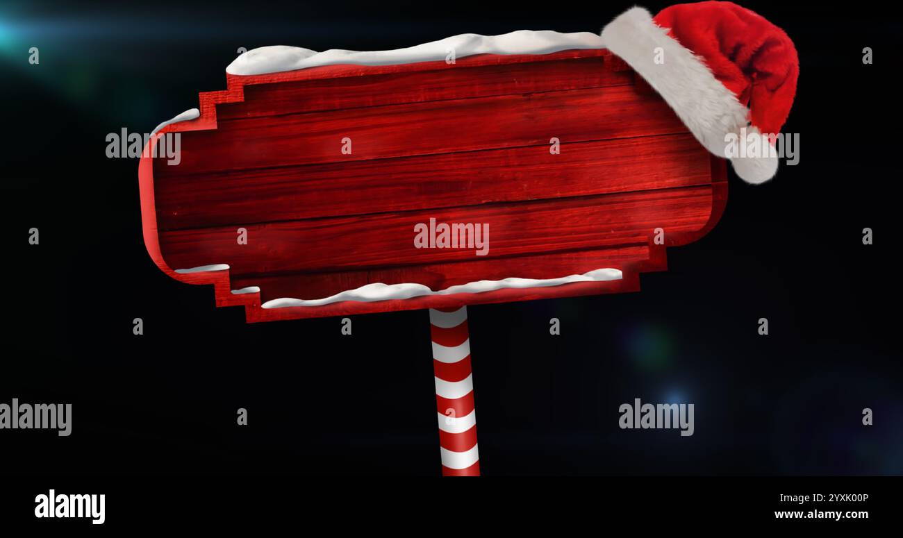 Signboard Rehat Image of santa hat over covered red signboard with copy space against ...