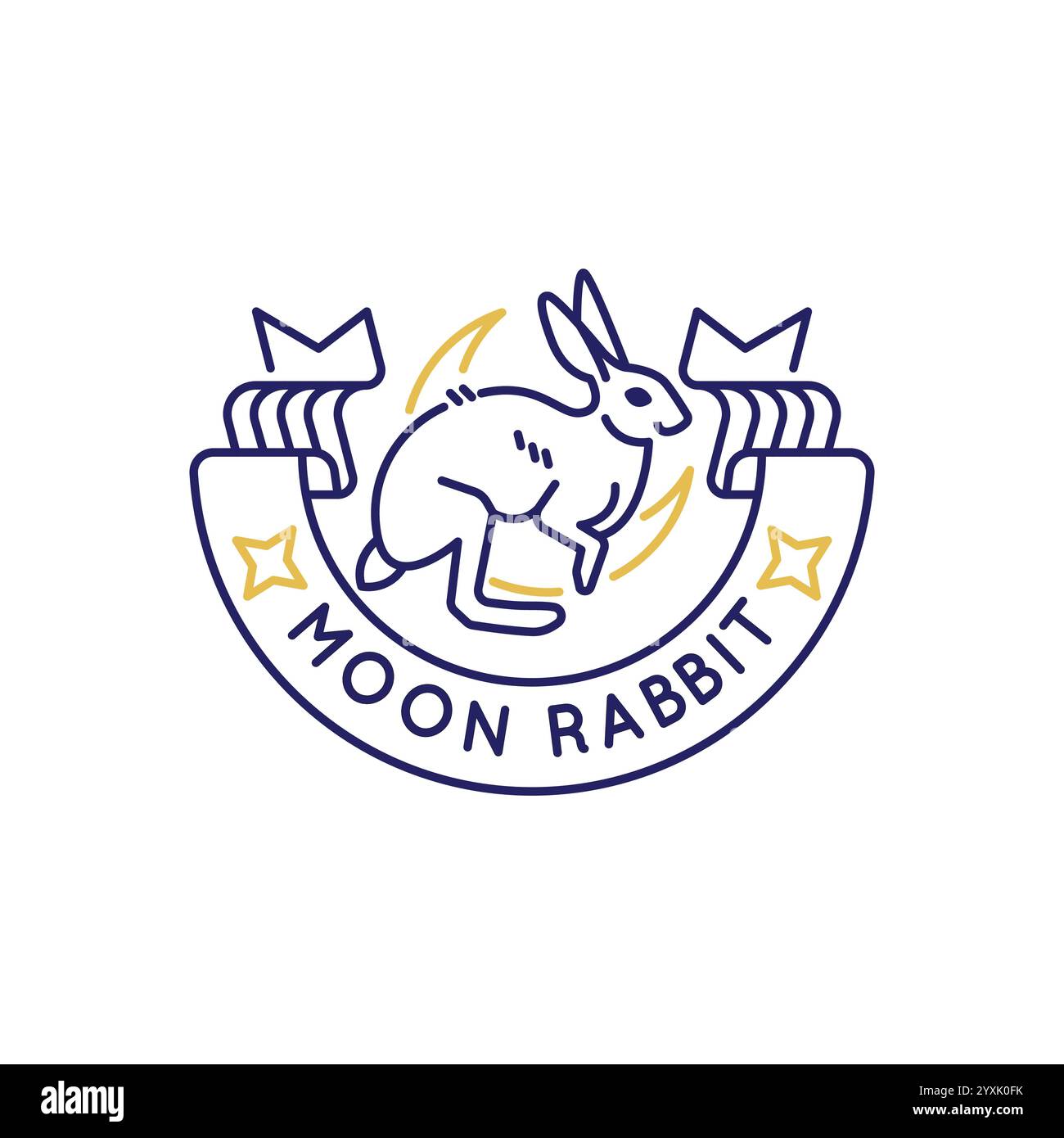 Rabbit logo with Rabbit and ribbon banner icon Stock Vector Image & Art ...