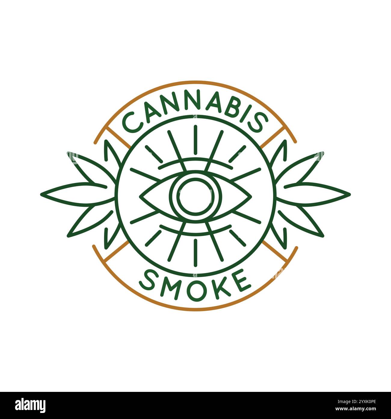 Simple Logo with Smoke Cannabis Icon Stock Vector