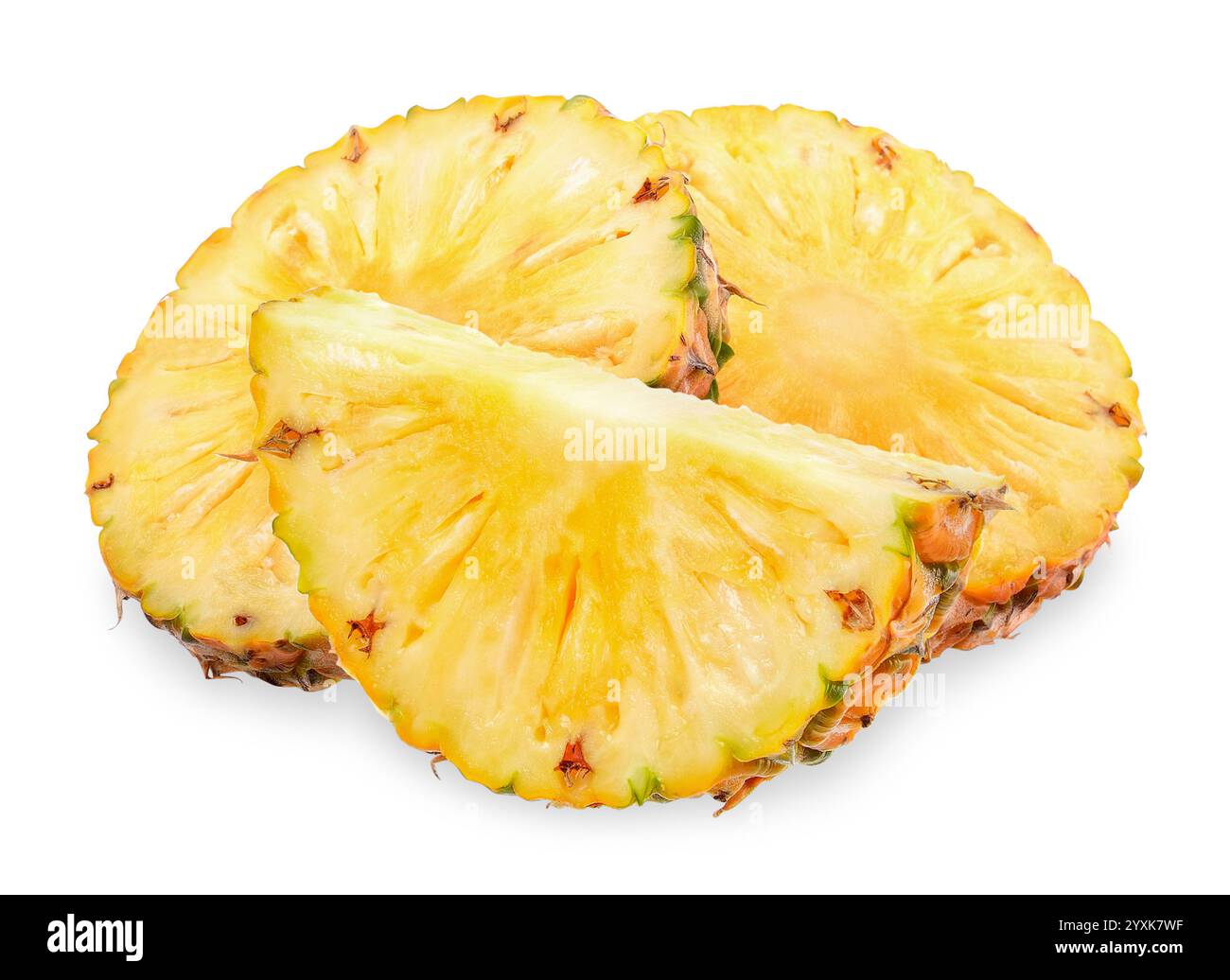 Sliced pineapple isolated on white background. pineapple clipping path. Stock Photo