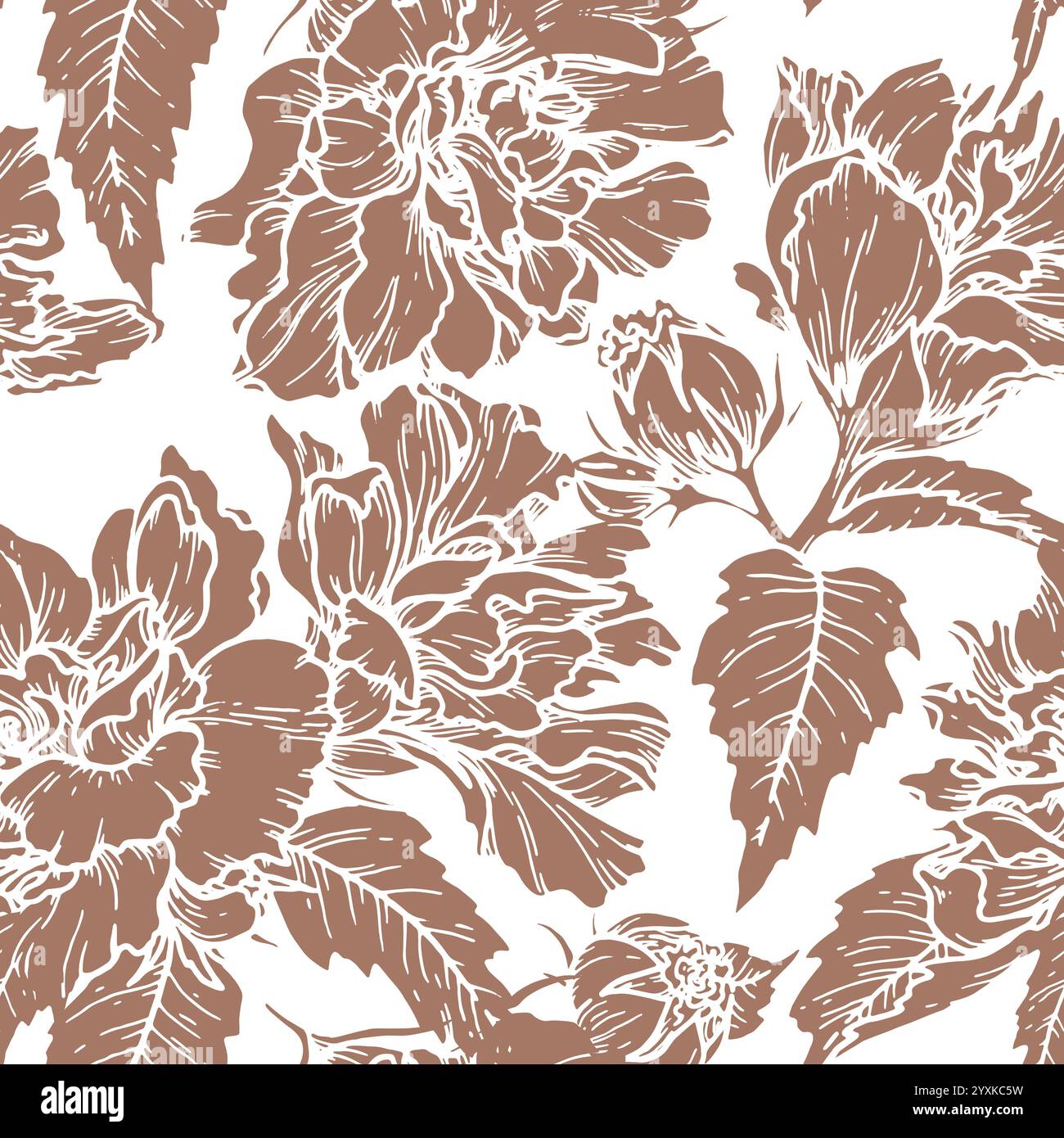 Pattern Mocha Floral seamless pattern in the 2025 color of the year Mocha Mousse ...