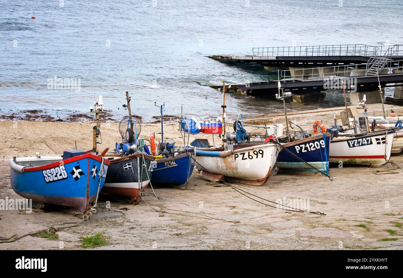 fishing boats in winter at sennen cove on the cornish coast Stock Photo ...