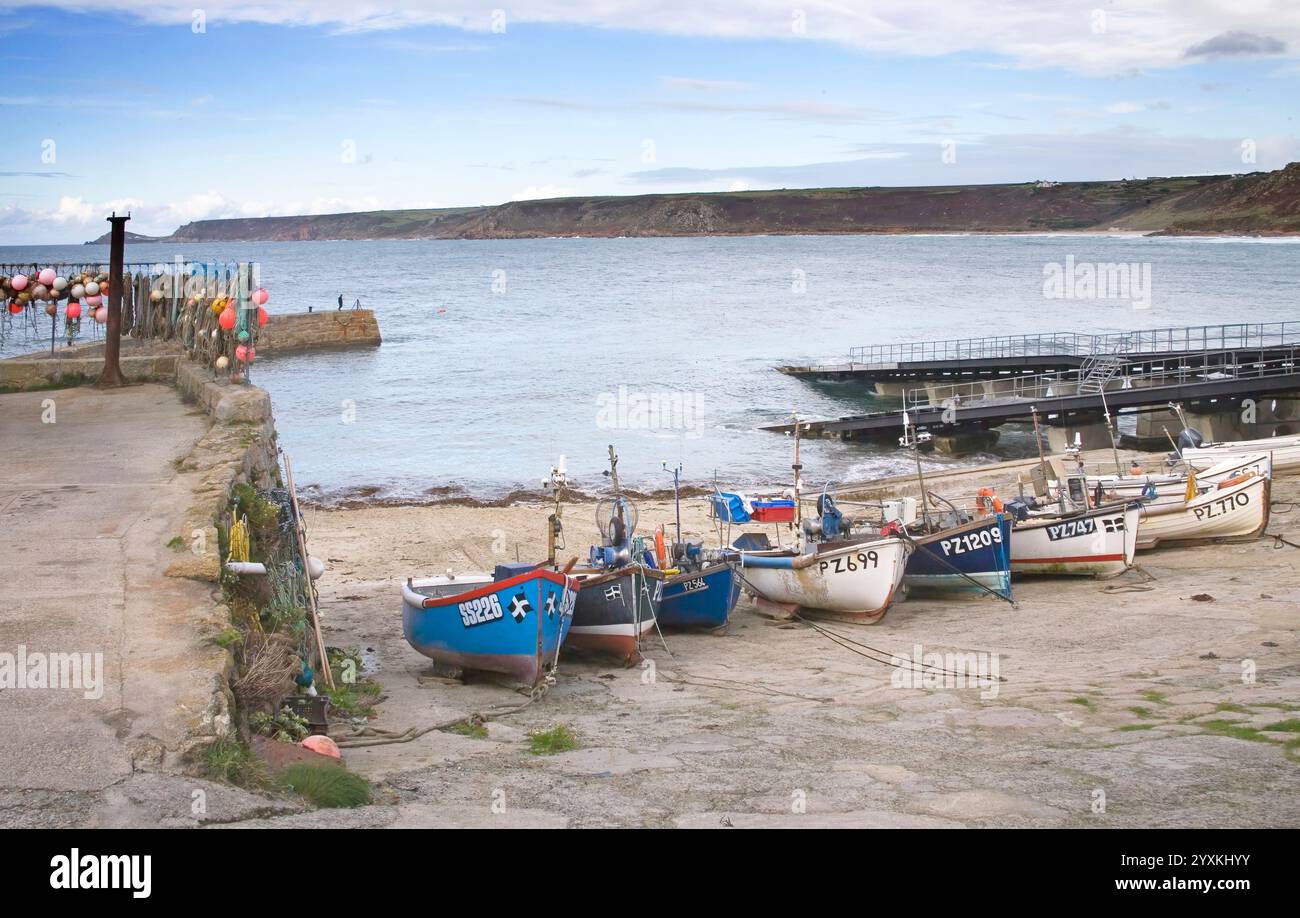 fishing boats in winter at sennen cove on the cornish coast Stock Photo ...