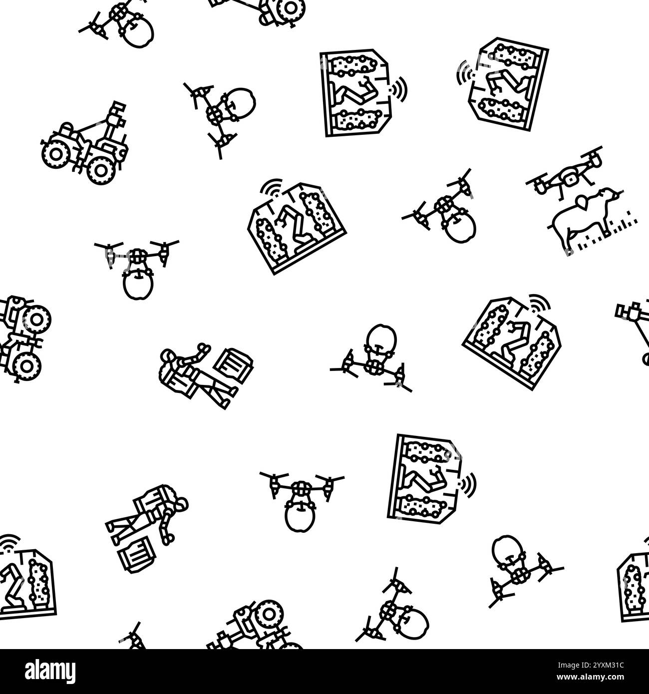 robot harvests automation seamless pattern vector Stock Vector Image ...